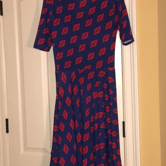 LulaRoe Nicole Size M Red and Blue Dress - Picture 2 of 4